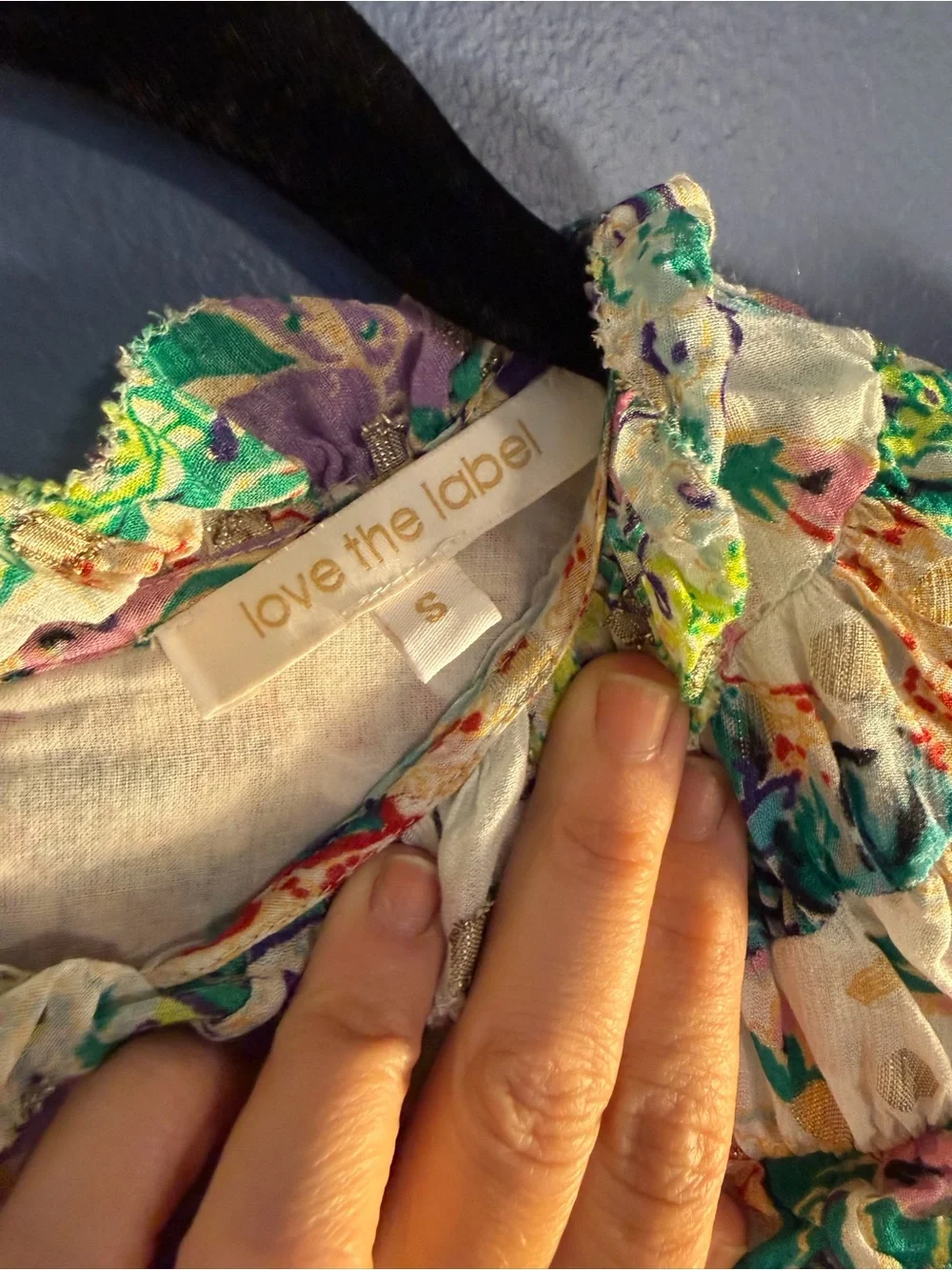 Love the label Floral Ruffle Long-Sleeve Women's Top Cream Multicolor Small
